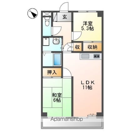 グリーンプレイス[2LDK/51.3m2]の間取図