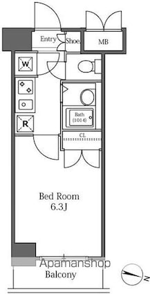 ＬａＳａｎｔｅ広尾[1K/20.02m2]の間取図