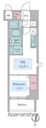 ジニア深川住吉[1DK/25.44m2]の間取図