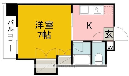 ジョイフル東野[1K/24.8m2]の間取図