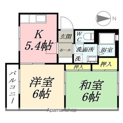 マーガレットハイツ[2K/39.59m2]の間取図