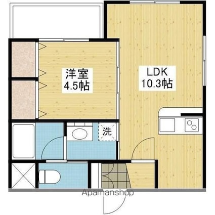 ソレイユ小坂[1LDK/36.78m2]の間取図