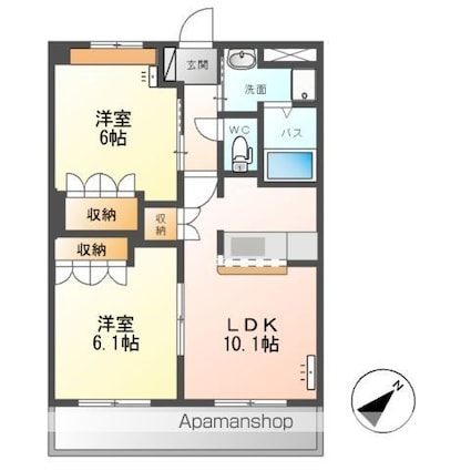 スカイヴァレィ[2LDK/51.66m2]の間取図