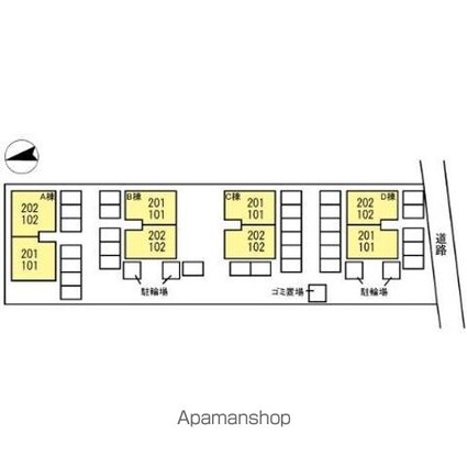 グリーンベルズ　Ｂ棟[2LDK/53.72m2]の配置図