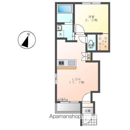 メゾン岩﨑[1LDK/43.21m2]の間取図