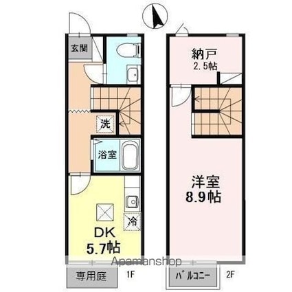ＣａｓａＪＲ箱崎　Ｃ棟[1DK/43.33m2]の間取図