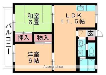 ペアシティルネッサンス[2LDK/48.36m2]の間取図