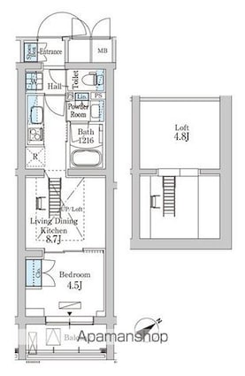 パークアクシス北千束ＭＯＣＸＩＯＮ[1LDK/32.92m2]の間取図