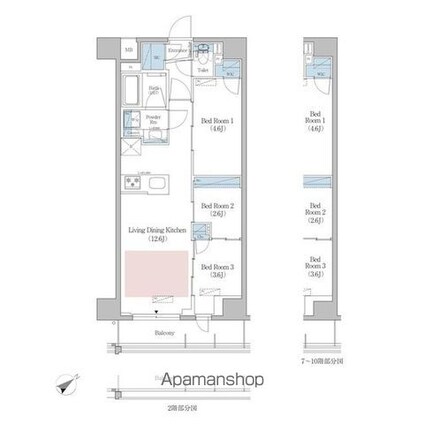 アーバネックス早稲田[3LDK/50.24m2]の間取図