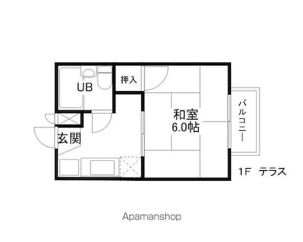 ハイム祖呂文[1K/19.44m2]の間取図