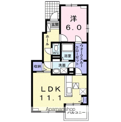 ロータス　Ａ[1LDK/47.18m2]の間取図