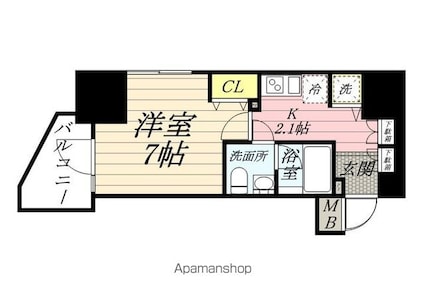 コンフォリア上野入谷[1K/25.97m2]の間取図
