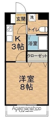 ポプリハイツ[1K/26.4m2]の間取図