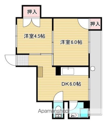 広島県広島市中区広瀬町[2DK/30m2]の間取図