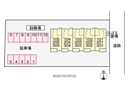香川県高松市木太町[2K/31.65m2]の配置図