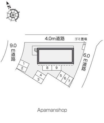 レオパレスＳＵＮＲＩＳＥ南新木[1K/23.18m2]の配置図