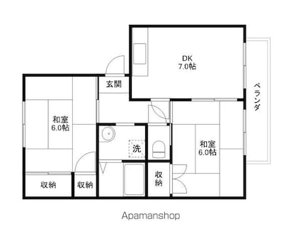 コーポ弥生のさと[2DK/42.76m2]の間取図