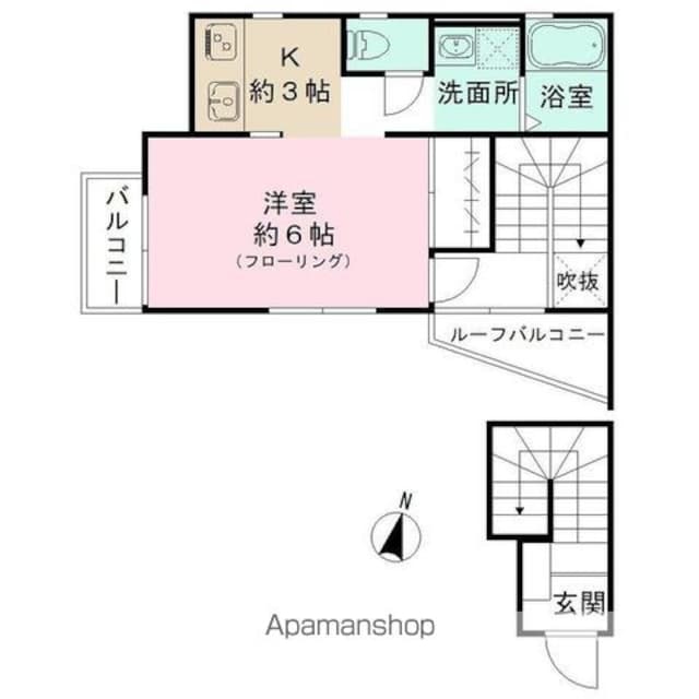 東京都中野区沼袋２丁目[1K/36.53m2]の間取図