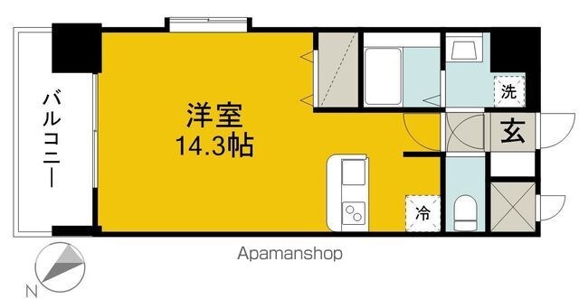 シルキーヴェール小坂[1R/34.68m2]の間取図