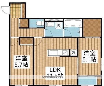 Ｓｔ　Ａｎｄｒｅｗｓ（アンドリュース）Ⅱ[2LDK/57.52m2]の間取図