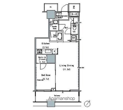 ＴＨＥ　ＴＯＫＹＯ　ＴＯＷＥＲＳ　ＭＩＤＴＯＷＥＲ[1LDK/52.98m2]の間取図