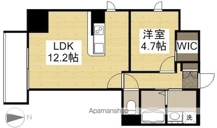 リビンコートＳＴＵＤＩＯ富町アネックス[1LDK/44.55m2]の間取図