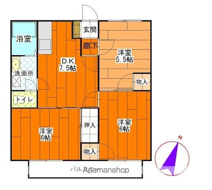 久持良ハイツ[3DK/52.99m2]の間取図