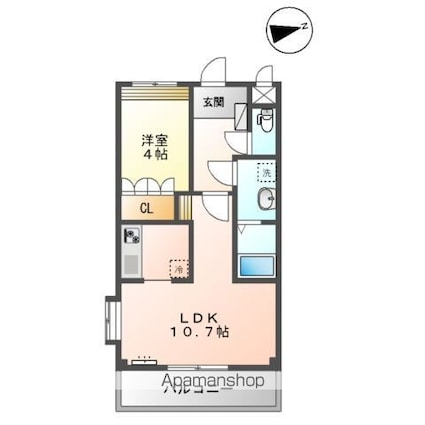 フォレストヴィラ[1LDK/36m2]の間取図