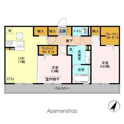 アイチ８　Ａ棟[2LDK/60.03m2]の間取図