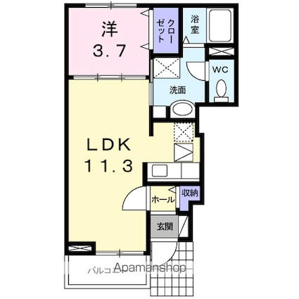 メゾン　ボヌール[1LDK/37.13m2]の間取図