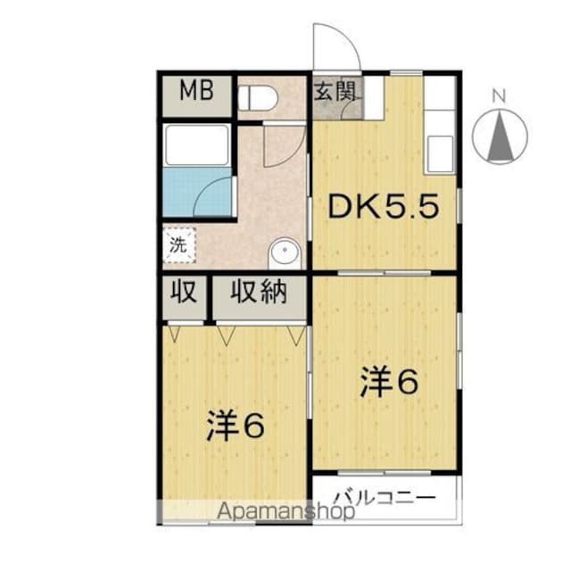 丸正アパート[2K/42.23m2]の間取図