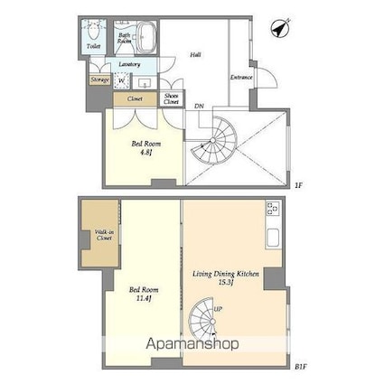 ＨＦ目黒行人坂レジデンス[2LDK/91.58m2]の間取図