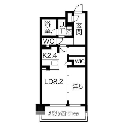 愛知県名古屋市西区那古野１丁目[1LDK/45.26m2]の間取図