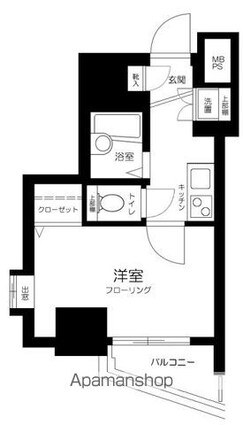 東京都世田谷区上馬２丁目[1K/19.61m2]の間取図