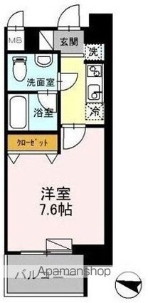 カスタリア住吉[1K/25.61m2]の間取図