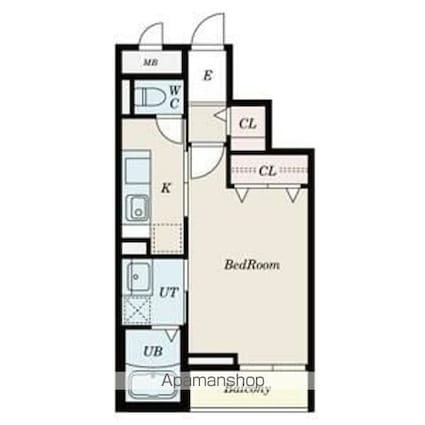 ルシエル１[1K/45.25m2]の間取図
