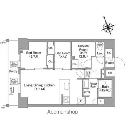 コンフォリア東葛西[2SLDK/50.1m2]の間取図