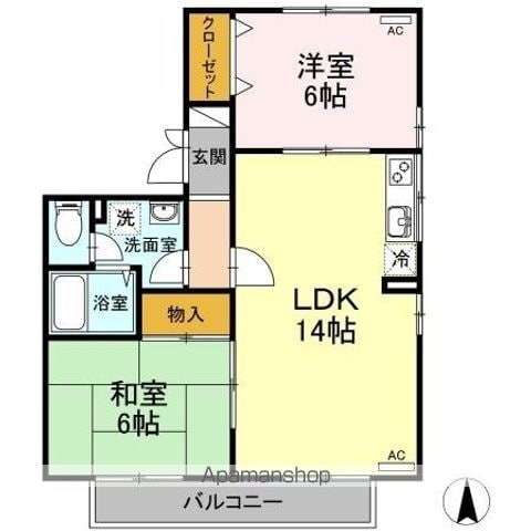 ハイカムール 南 B棟の間取り写真
