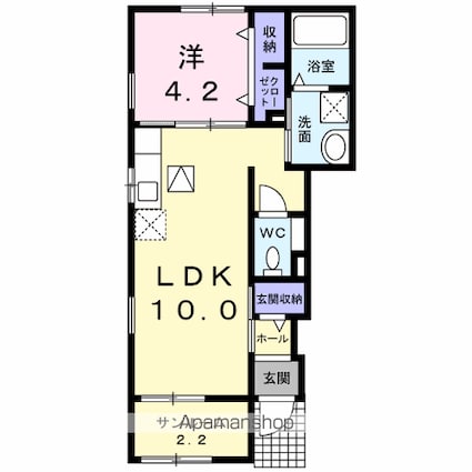 ラピィエル[1LDK/41.48m2]の間取図