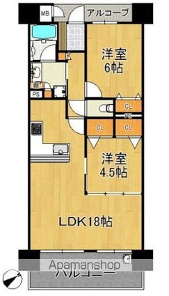 プレサンスロジェ鶴舞駅前[2LDK/63.52m2]の間取図