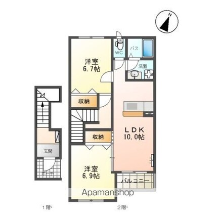 エルフ・ソレイユⅠ[2LDK/59.95m2]の間取図