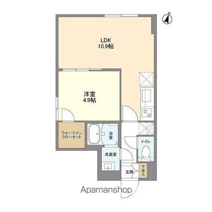ウェルスクエア駒場東大前[1LDK/36.86m2]の間取図