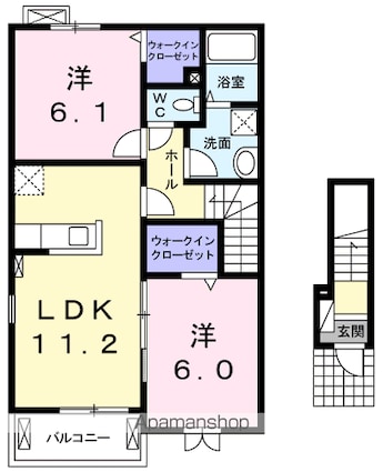 東京都あきる野市留原[2LDK/57.63m2]の間取図