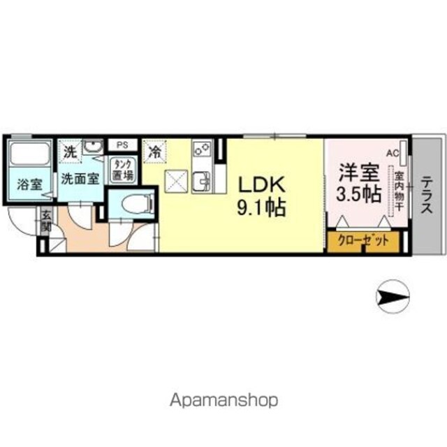 ブラウン・ベル[1LDK/34.02m2]の間取図