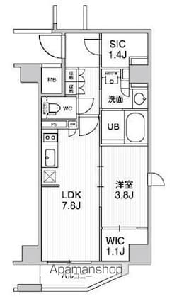 シーズンフラッツ新高円寺[1LDK/36.3m2]の間取図