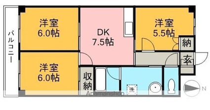 第７水野マンション[3DK/57.75m2]の間取図