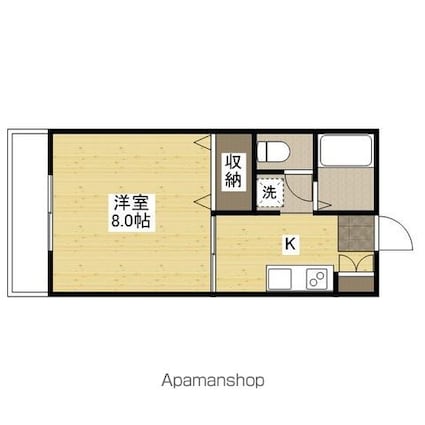 サンライト山口[1K/26.93m2]の間取図