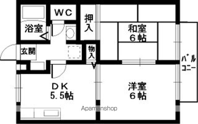 【和歌山市六十谷のハイツの間取り】