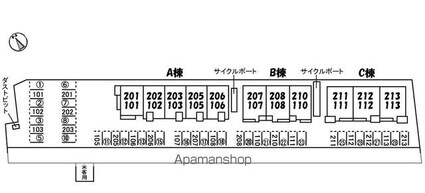 岡山県倉敷市福田町浦田[2LDK/65.9m2]の配置図