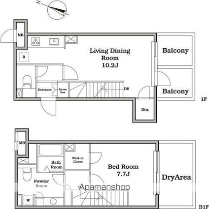 東京都新宿区西新宿４丁目[1LDK/55.38m2]の間取図